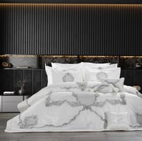 مفرش سرير بلاتينيوم عرائسي تركـي 9 قطع ابيض مشجر ب...