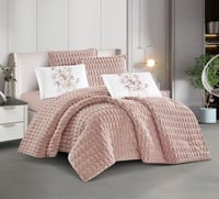 مفرش شتوي مها فرو مع مخمل مفرد ونص 4 قطع وردي