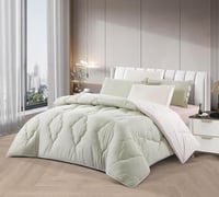 مفرش سرير صيفي هواوي مفرد ونص 4قطع وجهين - اخضر :...