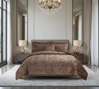 مفرش شتوي فلانيل كانون مزدوج كينغ 7 قطع بني