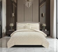 مفرش شتوي فلانيل محفور مربعات كانون مزدوج 7 قطع سك...