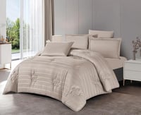 مفرش سرير فندقي شيراتون قطن مزدوج 6 قطع - بيج