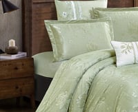 مفرش سرير صيفي روشين جاكار مزدوج طقم 7 قطع - اخضر...