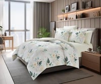 مفرش كانون صيفي قطن ابيض مشجر مزدوج 6 قطع مع لباد...