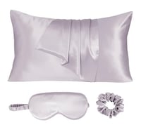 بكج غطاء مخدة حرير طبيعي نقي 3 قطع - وردي لؤلؤي