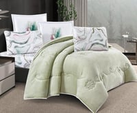 مفرش سرير شهريار شتوي فلانيل مفرد ونص 4 قطع فيروزي