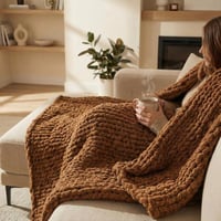 بطانية ميس اليدوية بخيوط صوف البوفي الناعمة والداف...