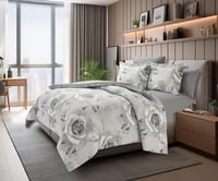 مفرش كانون فندقي قطن - رمادي مشجر مزدوج 6 قطع