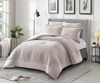 مفرش سرير شتوي كانون فلانيل جاكار مزدوج 6 قطع وردي...