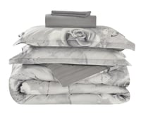 مفرش كانون فندقي قطن - رمادي مشجر مزدوج 6 قطع