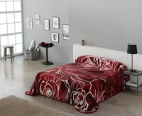 بطانية رسلان اسباني مشجر فاخرة - احمر داكن