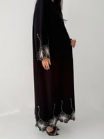 العنوان | بقماش كريب اندونيسي اسود بتخريم وتطريز د...