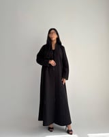 عباية شتوية جوخ بفصوص لولو – لون بني