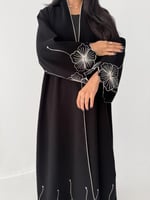 العنوان | بقماش كريب اندونيسي اسود بتخريم وتطريز د...