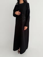 عباية صيفية كريب إندونيسي بتطريز على الياقة والأكم...