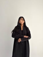 عباية شتوية جوخ بفصوص لولو – لون بني