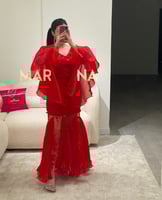 فستان شموخ (فستان كلفه مزين بالورود مع بوليسيه واك...