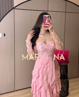 فستان رهام (صدريه كلفه مورد وكسرات جورجيت)