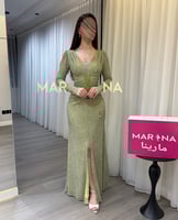 فستان قمر (فستان تفاحي استرتش وتطريز يدوي)