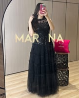 فستان ملك (فستان تل انيق مع صدريه ترتر)