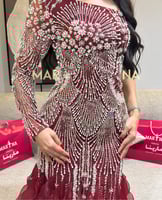 فستان رانيا (فستان عودي مزين بالشك الفضي وكسرات جز...