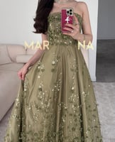 فستان خوله (فستان تفاحي مزين بكلفه مورد)