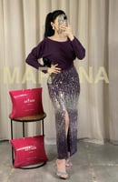 فستان تسنيم (فستان كريب قطعه مع ترتر تطريز )