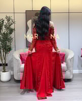 فستان مارتيا الاحمر (فستان احمر شك مزين بالورود تد...
