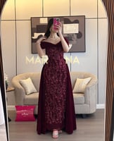 فستان اشواق (فستان برغندي كلفه شك وذيل جوخ الاصلي)