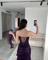 فستان فردوس (فستان ليكلي مزين بكلفه مورده)