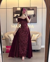 فستان اشواق (فستان برغندي كلفه شك وذيل جوخ الاصلي)