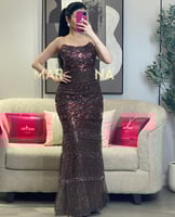 فستان يارا (فستان موكا شك سهره جاكت جزار قص ليزر)