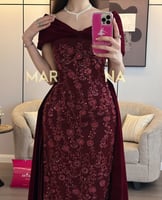 فستان اشواق (فستان برغندي كلفه شك وذيل جوخ الاصلي)