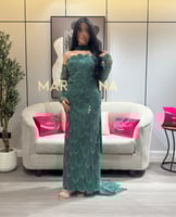 فستان اميار (فستان زيتي كلفه شك سهره اكمام منفصله...