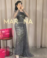 فستان نولين (فستان قطعه مع تطريز راقي مع شال جنب)