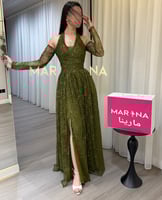 فستان مرام (فستان عشبي دانتيل فرنسي مع الفصوص الاص...