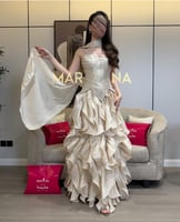 فستان افنان (فستان افنان البيج صدريه ميكادو تطريز...