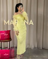 فستان هبة (فستان قطعة دانتيل لول مع أكمام وصدرية ر...