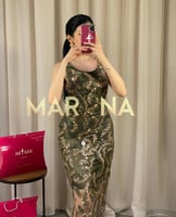 فستان ارينا (فستان تطريز قطعه كامله زيتي مع ذهبي)