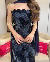 فستان فتون (فستان كلفه شك قطيفه وشال جورجيت)