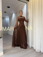 فستان هانيا (فستان موكا صدريه خرز و دانتيل فرنسي ك...