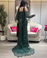 فستان اميار (فستان زيتي كلفه شك سهره اكمام منفصله...