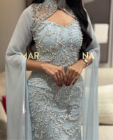 فستان المها (فستان سماوي قطعتين شك سهره وجورجيت)