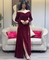 فستان ريماس (فستان عودي مخمل جوخ كوري مزين باالفصو...