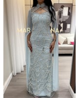 فستان المها (فستان سماوي قطعتين شك سهره وجورجيت)