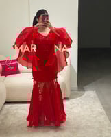 فستان شموخ (فستان كلفه مزين بالورود مع بوليسيه واك...