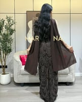 فستان ميلانا (فستان موكا شك سهره وشال جورجيت)