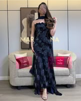 فستان فتون (فستان كلفه شك قطيفه وشال جورجيت)