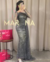 فستان نولين (فستان قطعه مع تطريز راقي مع شال جنب)