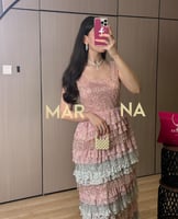 فستان جوليا (كردانه دانتيل فرنسي مزينه بالول والشك...